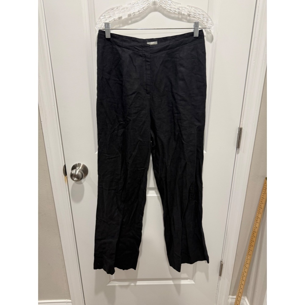 J. Jill Womens Wide Leg Pants 100% Linen Black Size 12